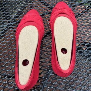 Vivaia Azura Red Flats with Bow Styling Rounded Toe